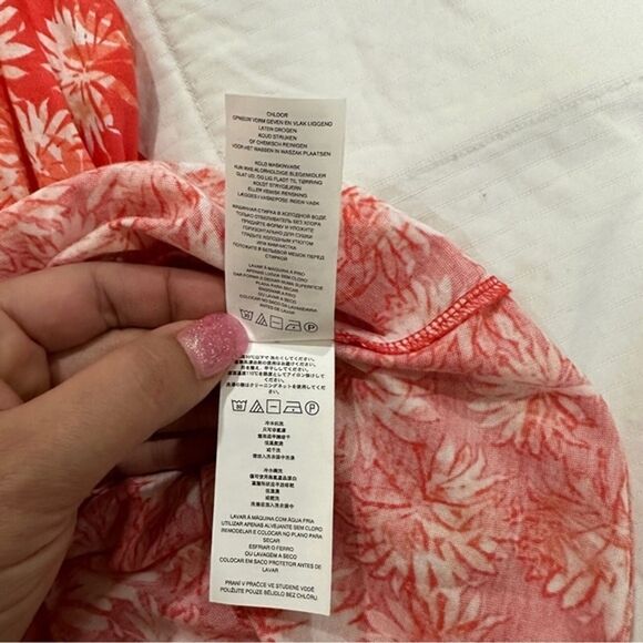 Michael Kors Womens Size Large Beaded‎ Ring Detail Tank Top Sleeveless Tropical - Picture 6 of 11